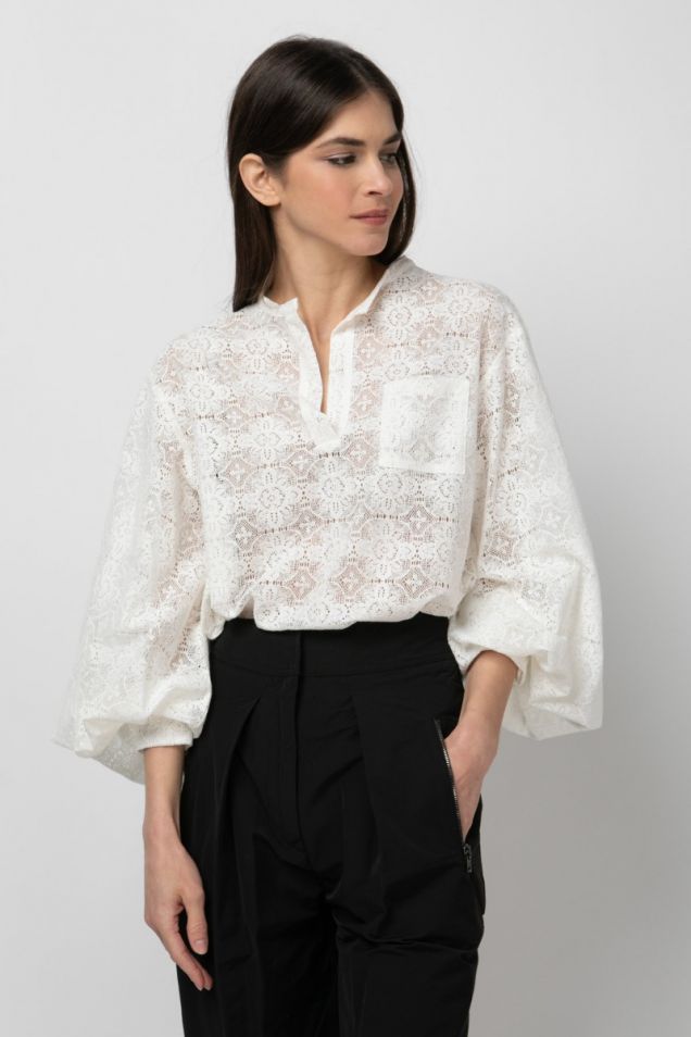 White and black lace blouse 