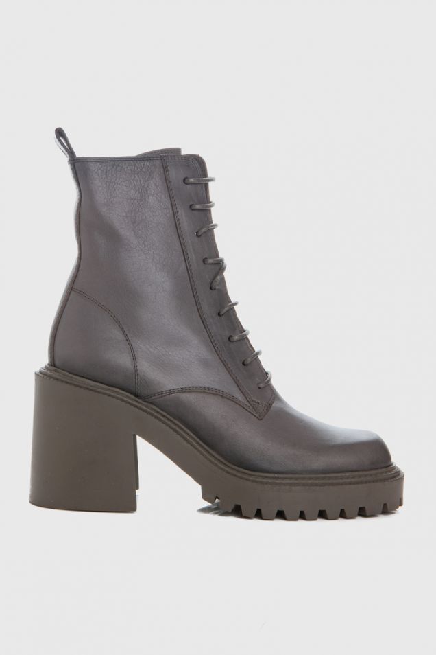 Combat boots in clay-grey calfskin